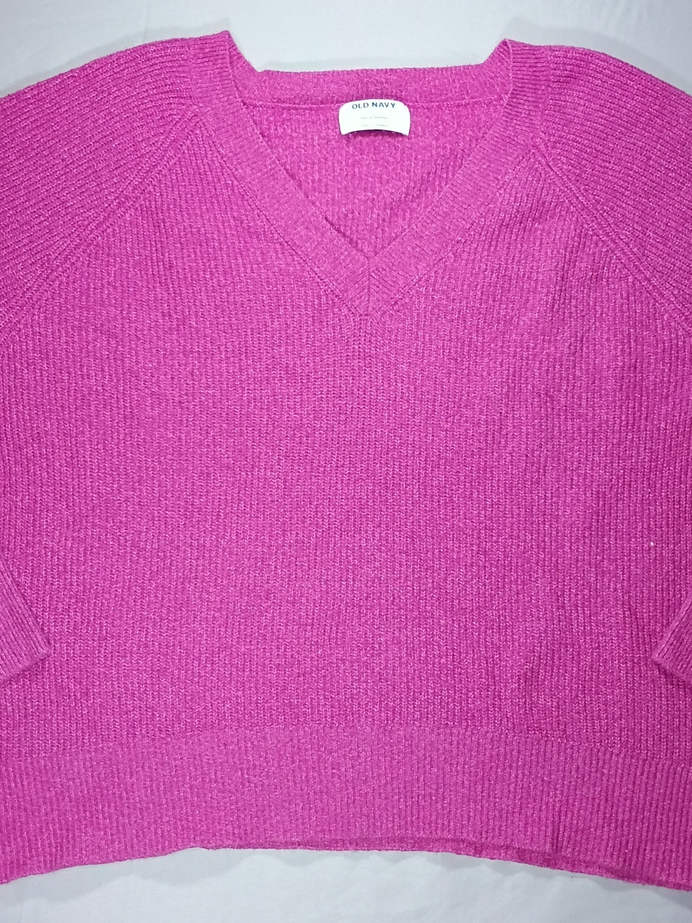 Old Navy Fuchsia V-Neck Knit Sweater